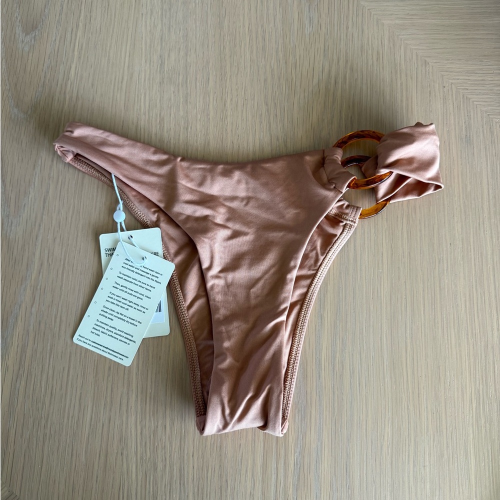 Monday Swimwear Tan Bikini Bottom with Ring Accent